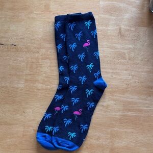 Men's Blue w/Pink Flamingo Patterned Long Socks NWOT One Size